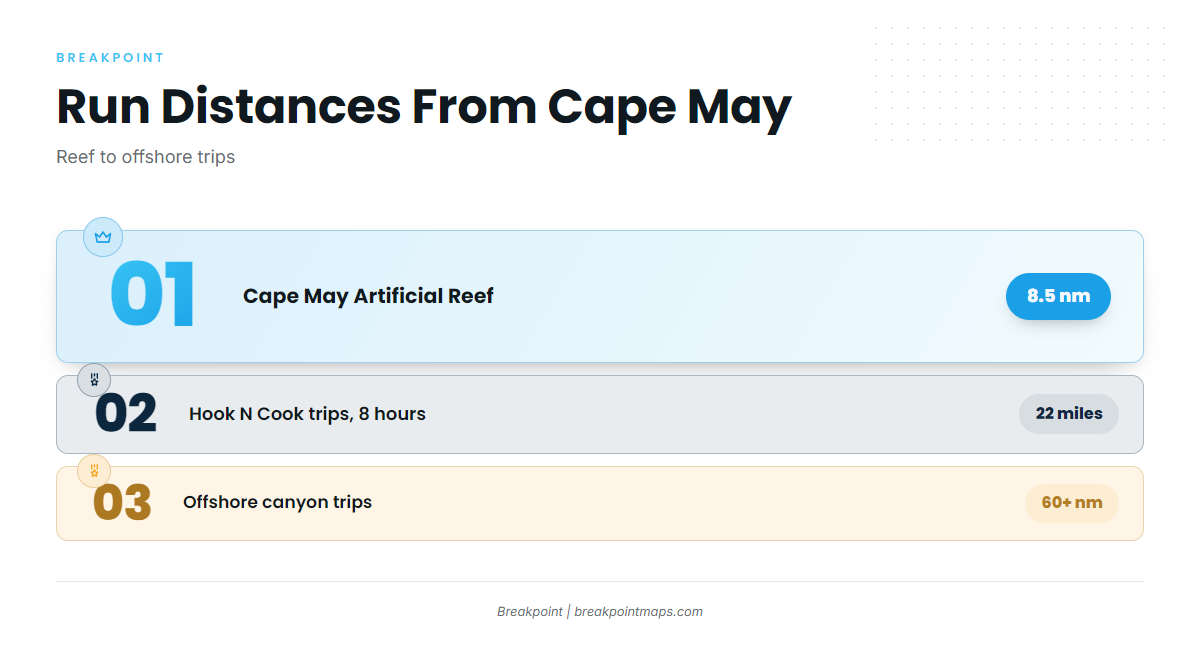 How far Cape May sea bass boats run