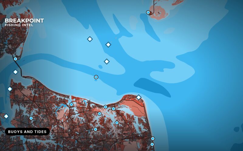 Buoy and Tide Stations on the Breakpoint Map