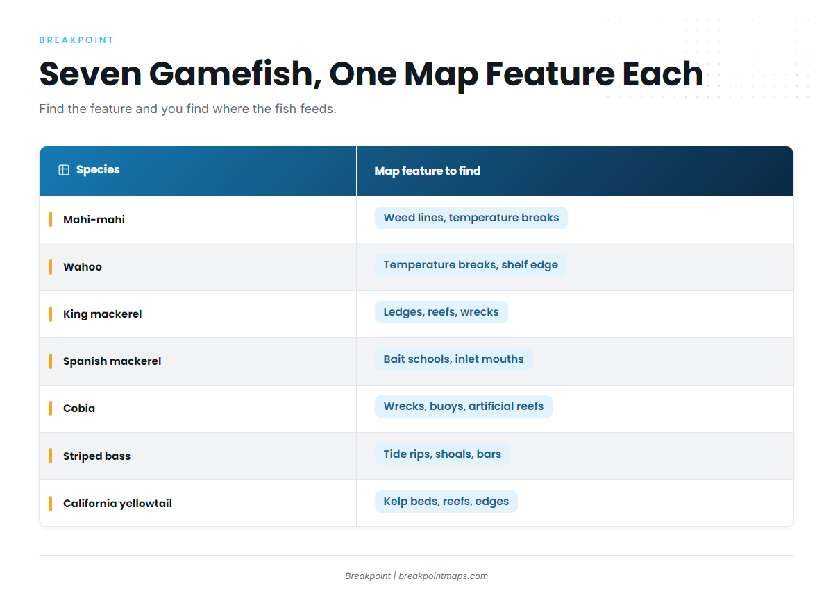 Seven gamefish at a glance