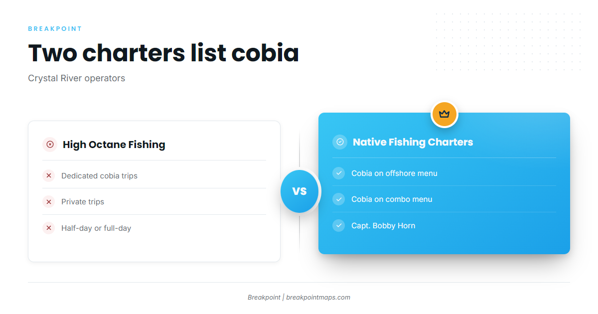 How cobia are fished here and who runs them