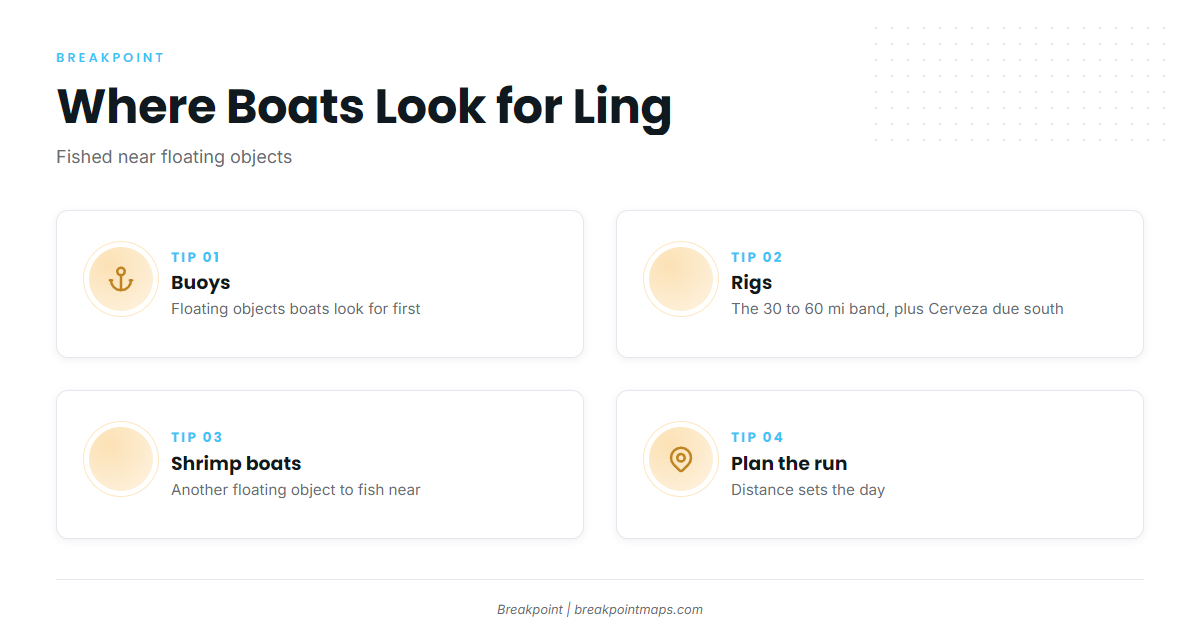 Buoys, rigs and shrimp boats