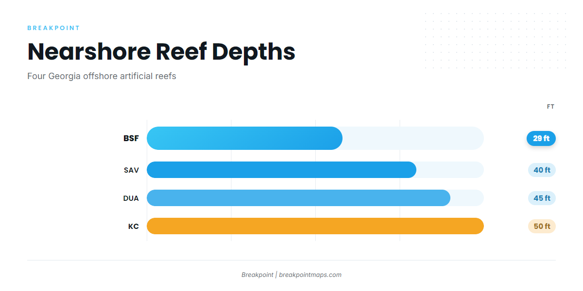 Nearshore artificial reefs (Greater amberjack fishing out of Savannah)