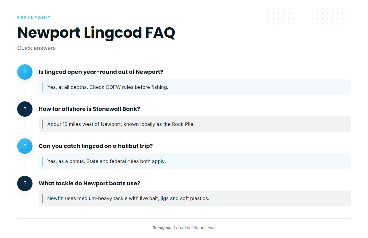 FAQ about lingcod fishing out of Newport