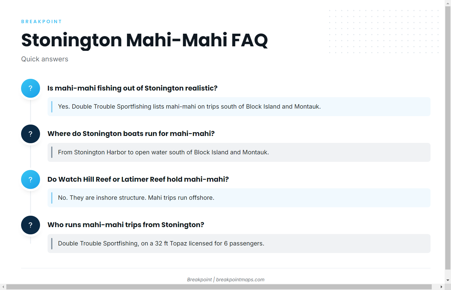 FAQ: mahi-mahi fishing out of Stonington