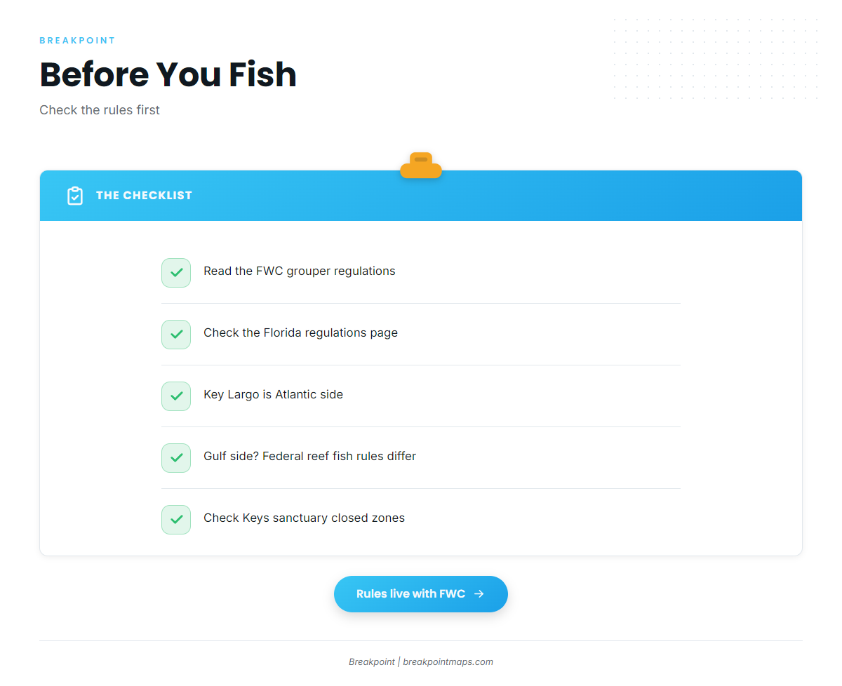 Regulations for fishing red grouper out of Key Largo