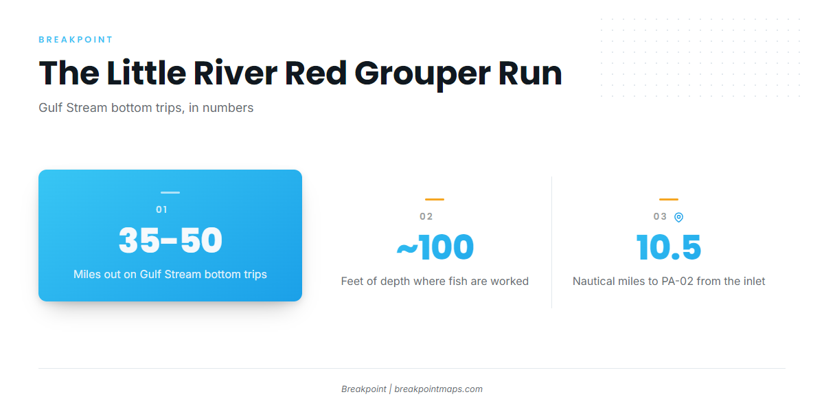 Where boats run for red grouper out of Little River