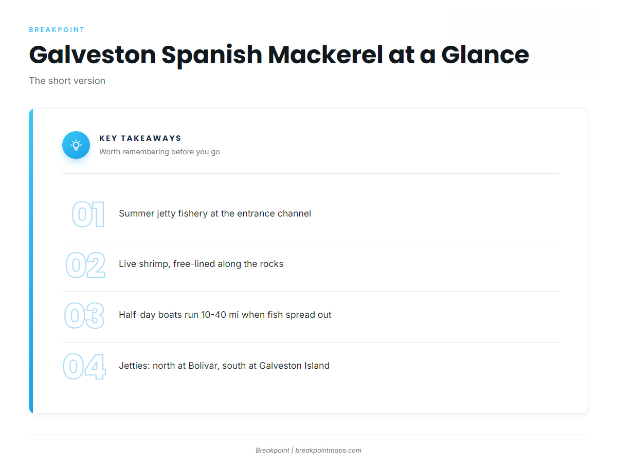 Where Spanish mackerel are caught out of Galveston