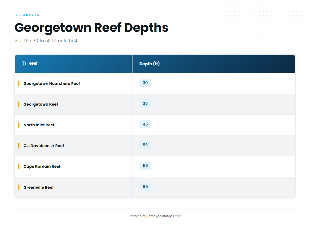 Reefs and structure near Georgetown