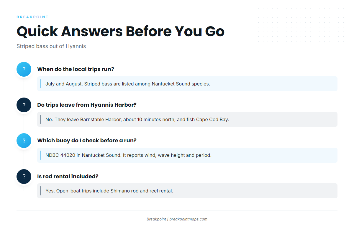 FAQ about striped bass fishing out of Hyannis