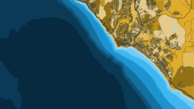 Illustration of Dana Point, the southern Orange County harbor for yellowtail, bass and offshore pelagics.