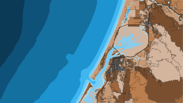 Illustration of Eureka, Humboldt Bay’s port and the larger North Coast base for groundfish, Pacific halibut and salmon when it is open.