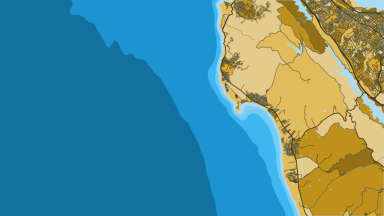 Illustration of Half Moon Bay, Pillar Point Harbor, which serves deep-water rockfish and lingcod north of Pigeon Point.