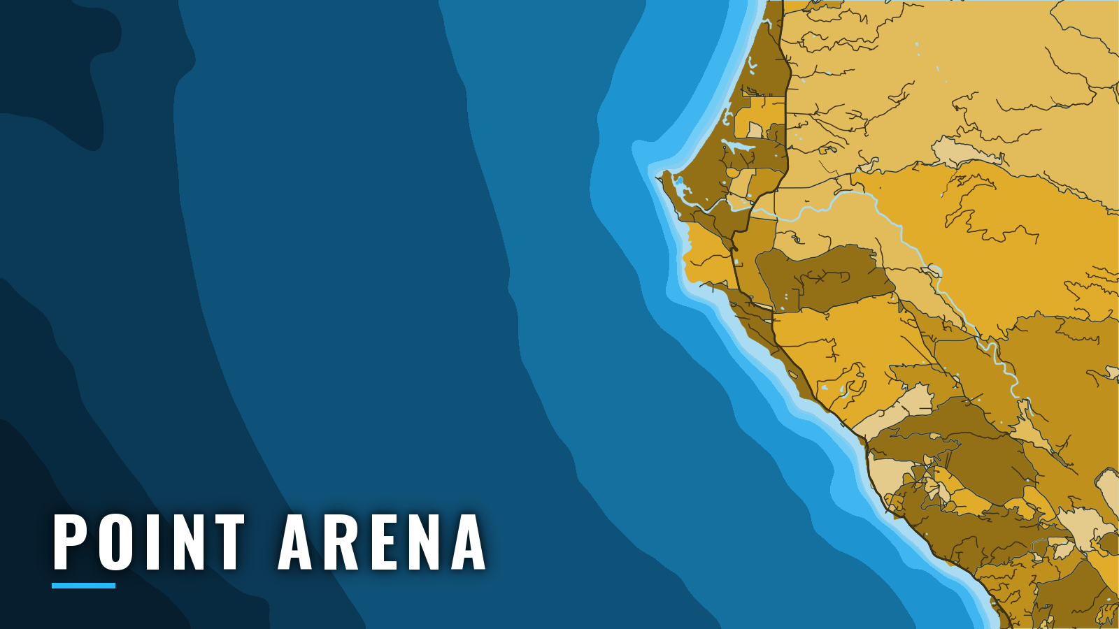 Stylized map of Point Arena, California, labelled with the port name (not for navigation)