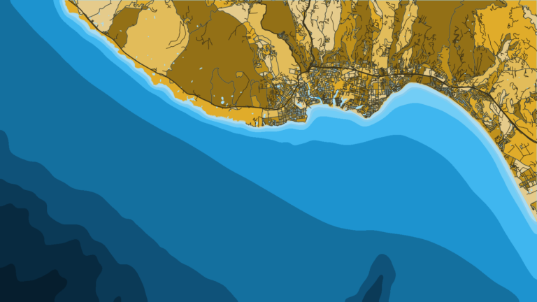 Illustration of Santa Cruz, the north side of the bay, for rockfish, lingcod and California halibut.