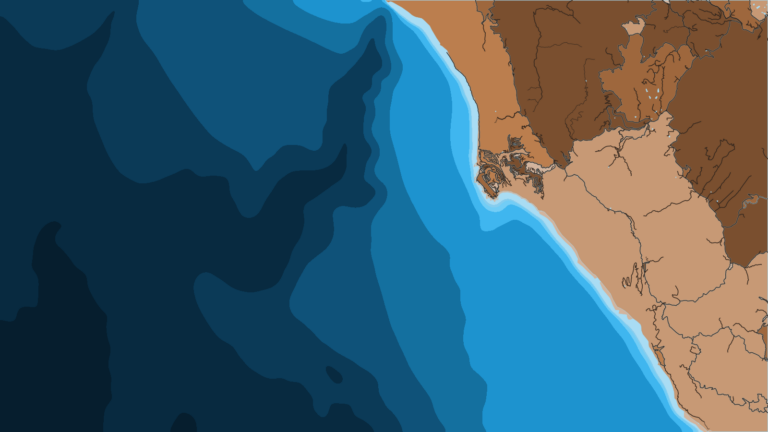 Illustration of Shelter Cove, Lost Coast access below Cape Mendocino, near the Point Delgada conservation areas.