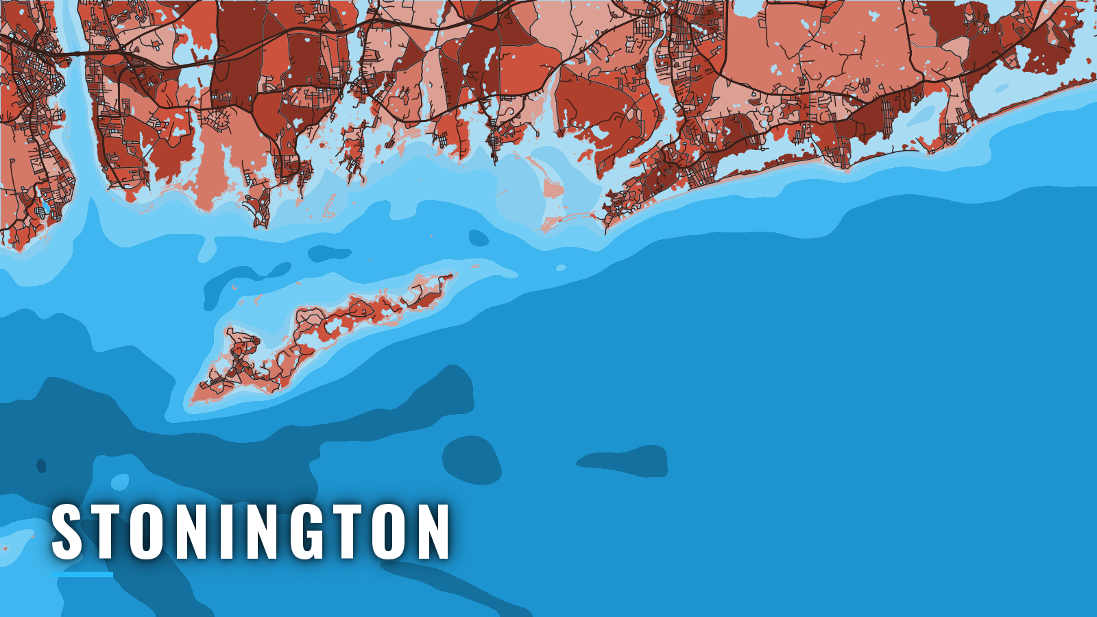 Stylized map of Stonington, Connecticut, labelled with the port name (not for navigation)