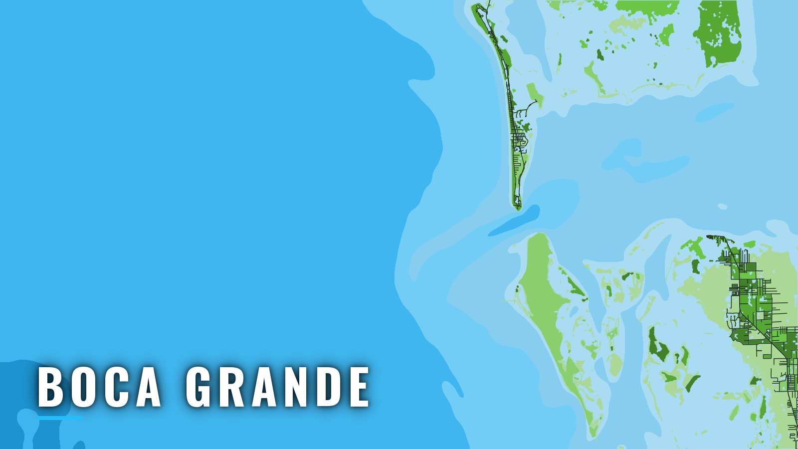 Stylized map of Boca Grande, Florida, labelled with the port name (not for navigation)
