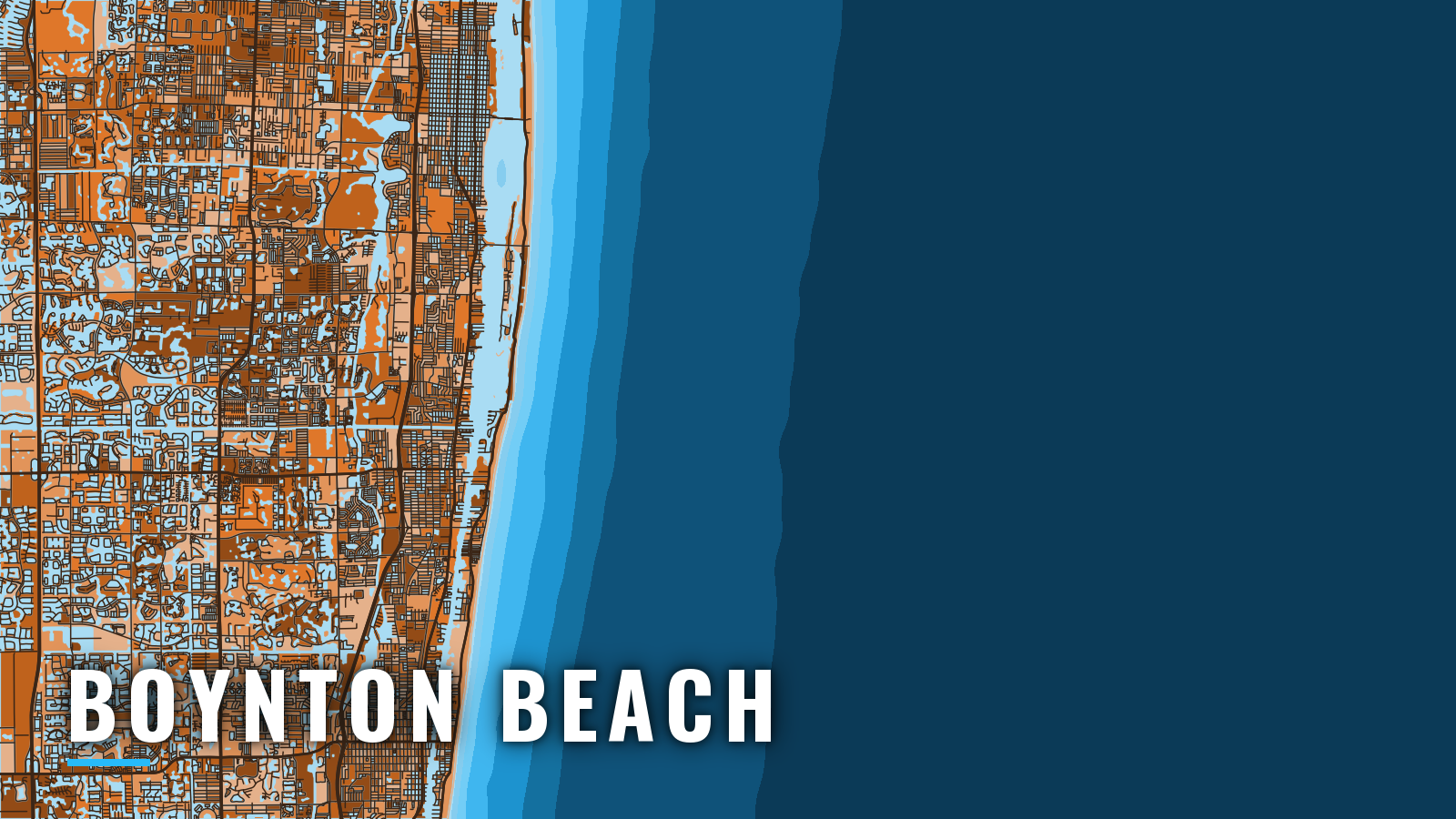 Stylized map of Boynton Beach, Florida, labelled with the port name (not for navigation)