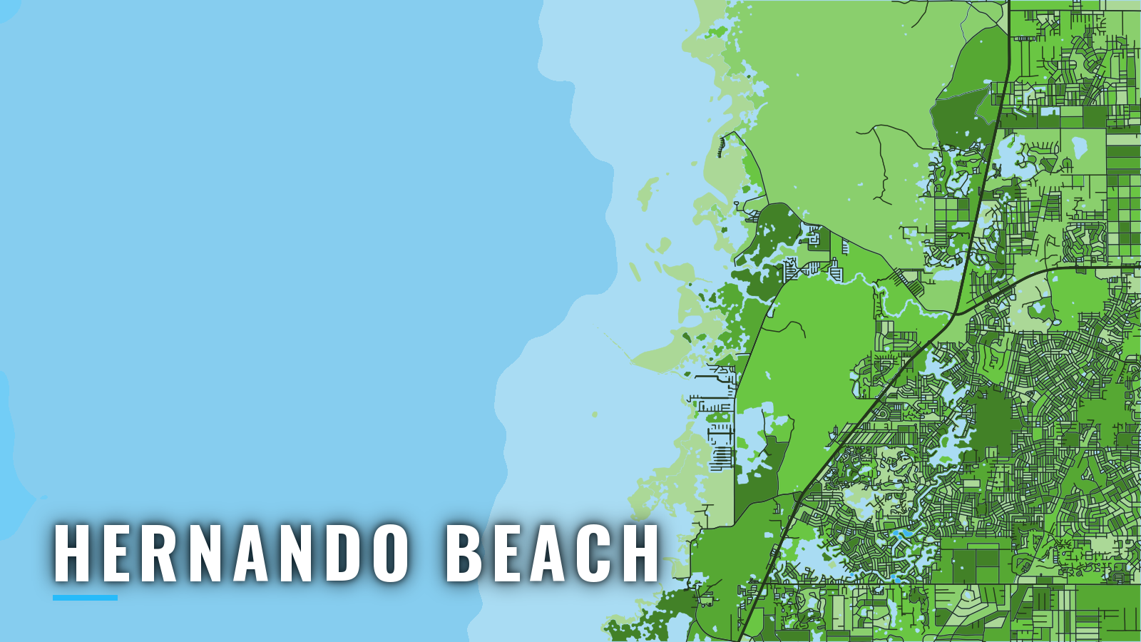 Stylized map of Hernando Beach, Florida, labelled with the port name (not for navigation)