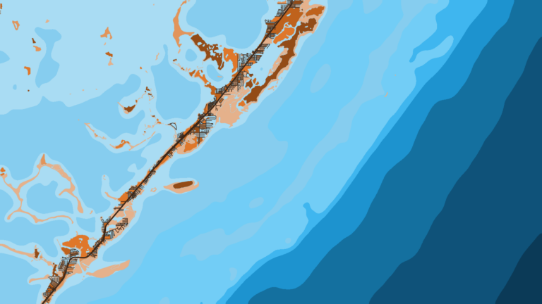 Illustration of Key Largo, Upper Keys reef line and sanctuary waters.