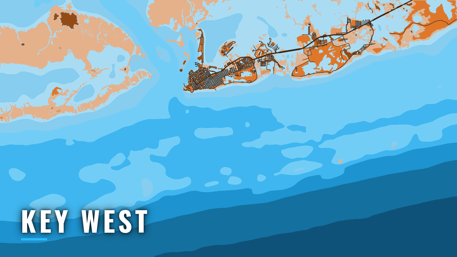 Stylized map of Key West, Florida, labelled with the port name (not for navigation)