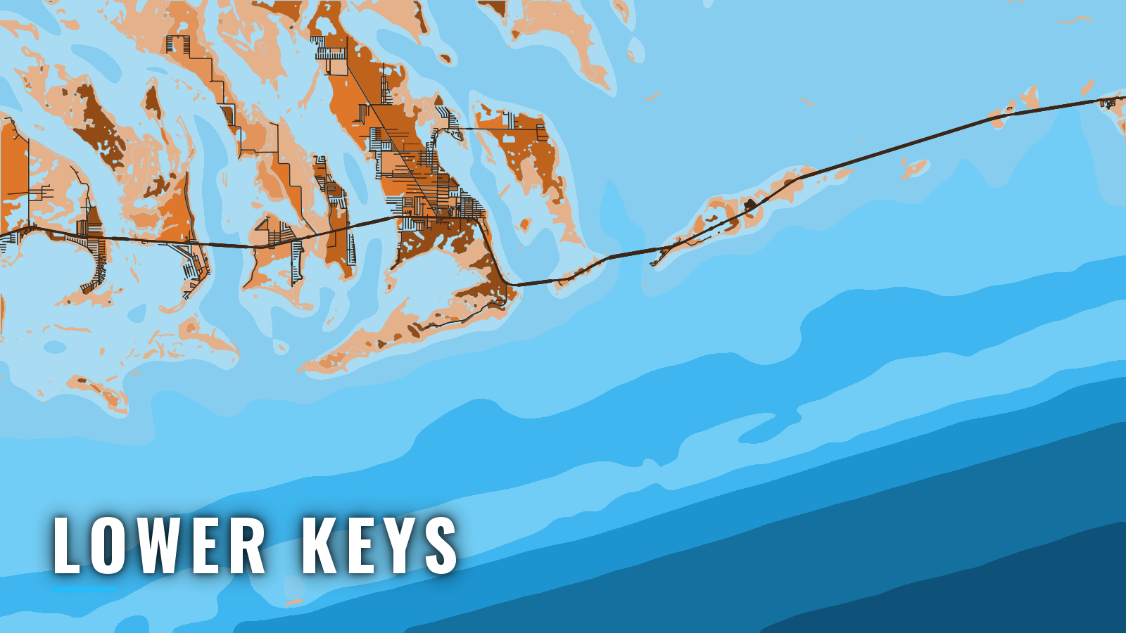 Stylized map of Lower Keys, Florida, labelled with the port name (not for navigation)