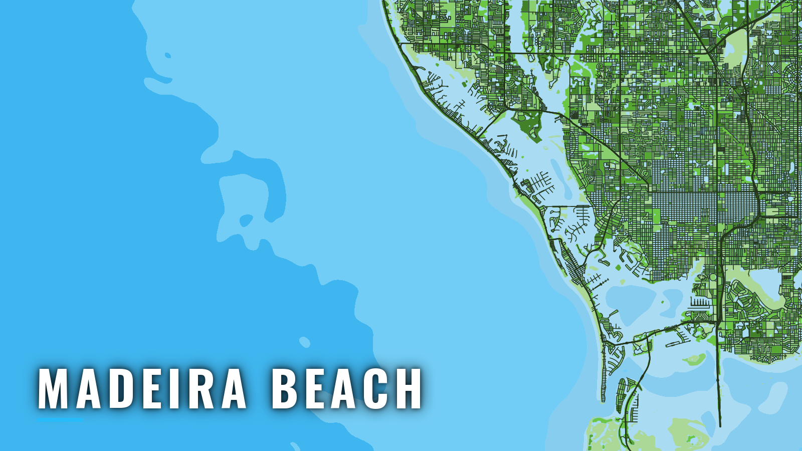 Stylized map of Madeira Beach, Florida, labelled with the port name (not for navigation)