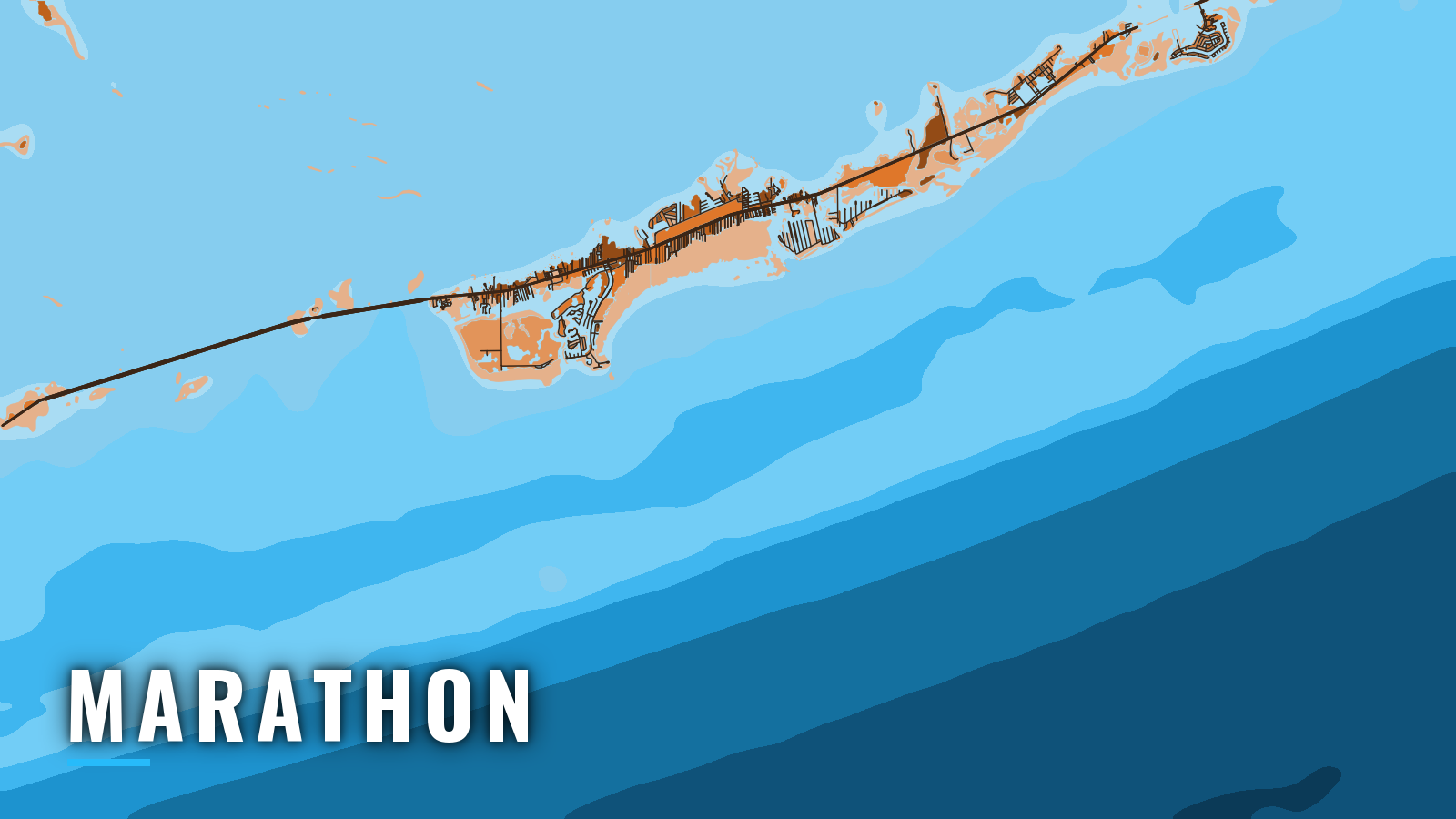 Stylized map of Marathon, Florida, labelled with the port name (not for navigation)