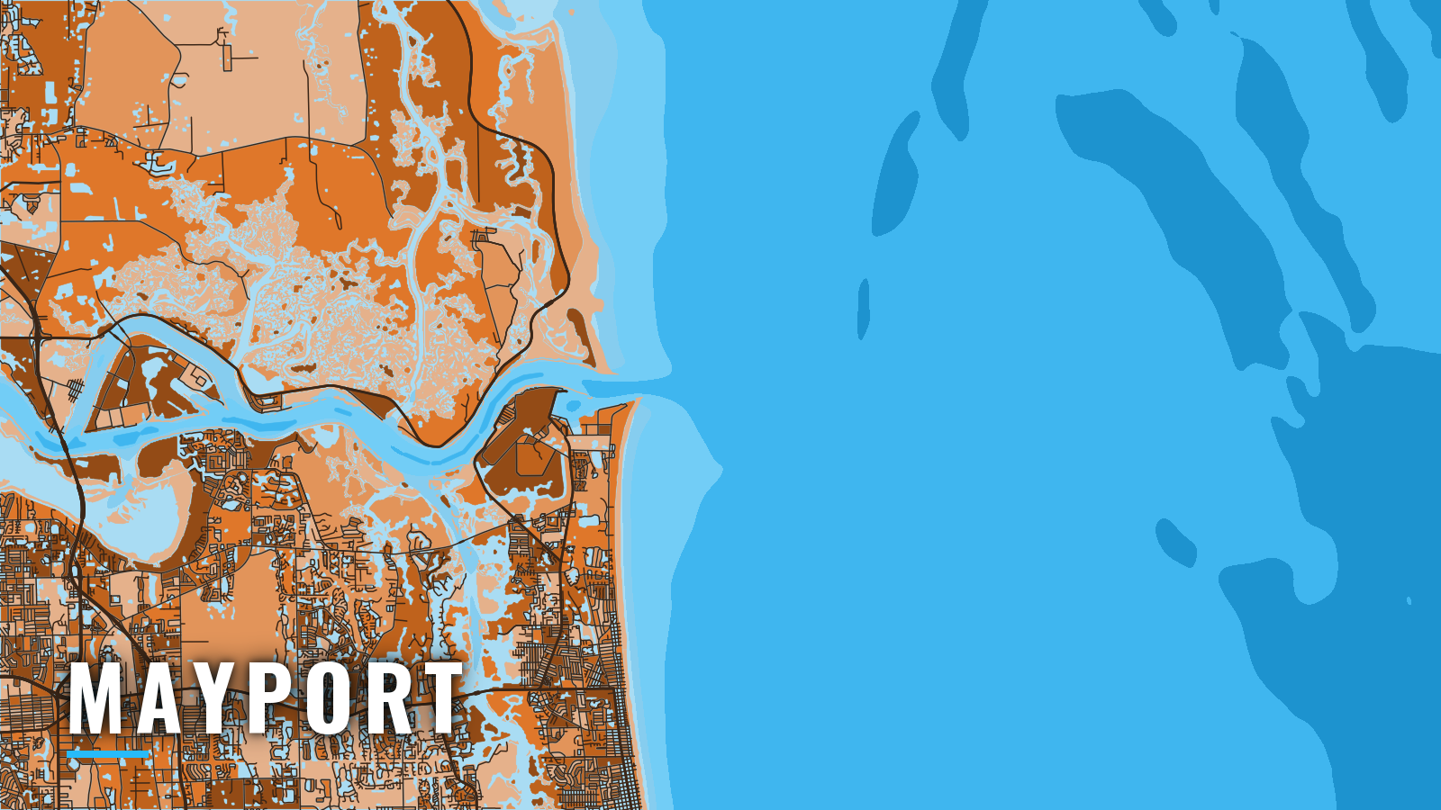 Stylized map of Mayport, Florida, labelled with the port name (not for navigation)
