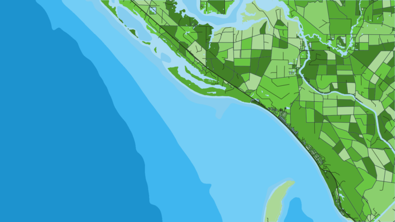 Illustration of Mexico Beach, small-port access to reefs.