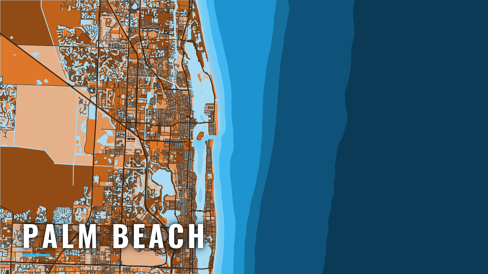 Stylized map of Palm Beach, Florida, labelled with the port name (not for navigation)