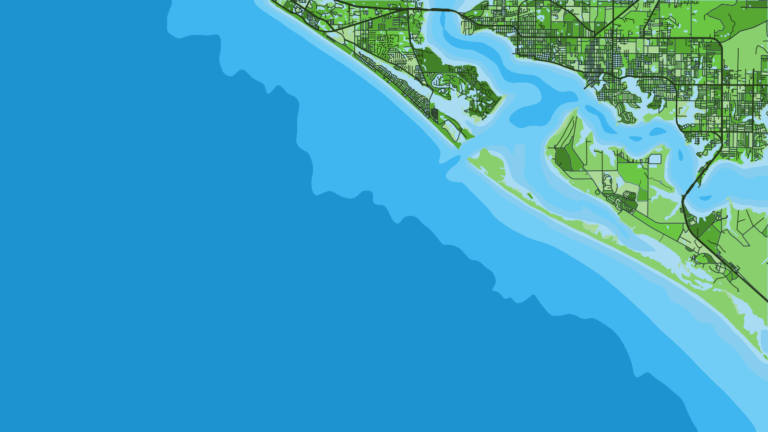 Illustration of Panama City Beach, reef and wreck bottom fishing.