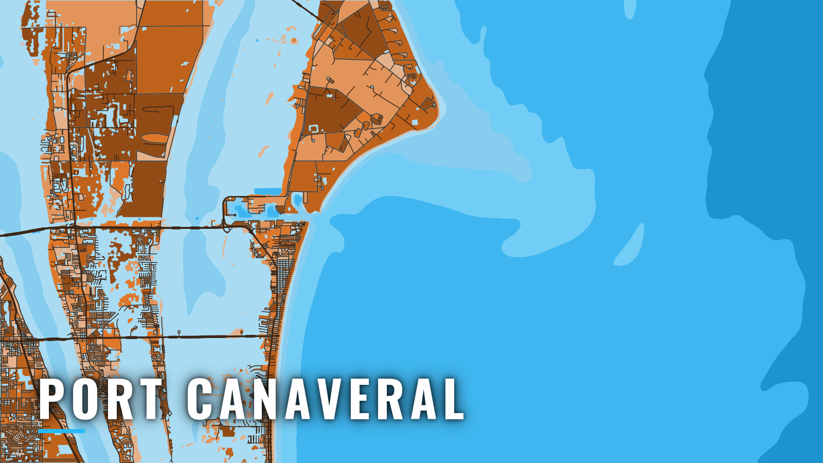 Stylized map of Port Canaveral, Florida, labelled with the port name (not for navigation)