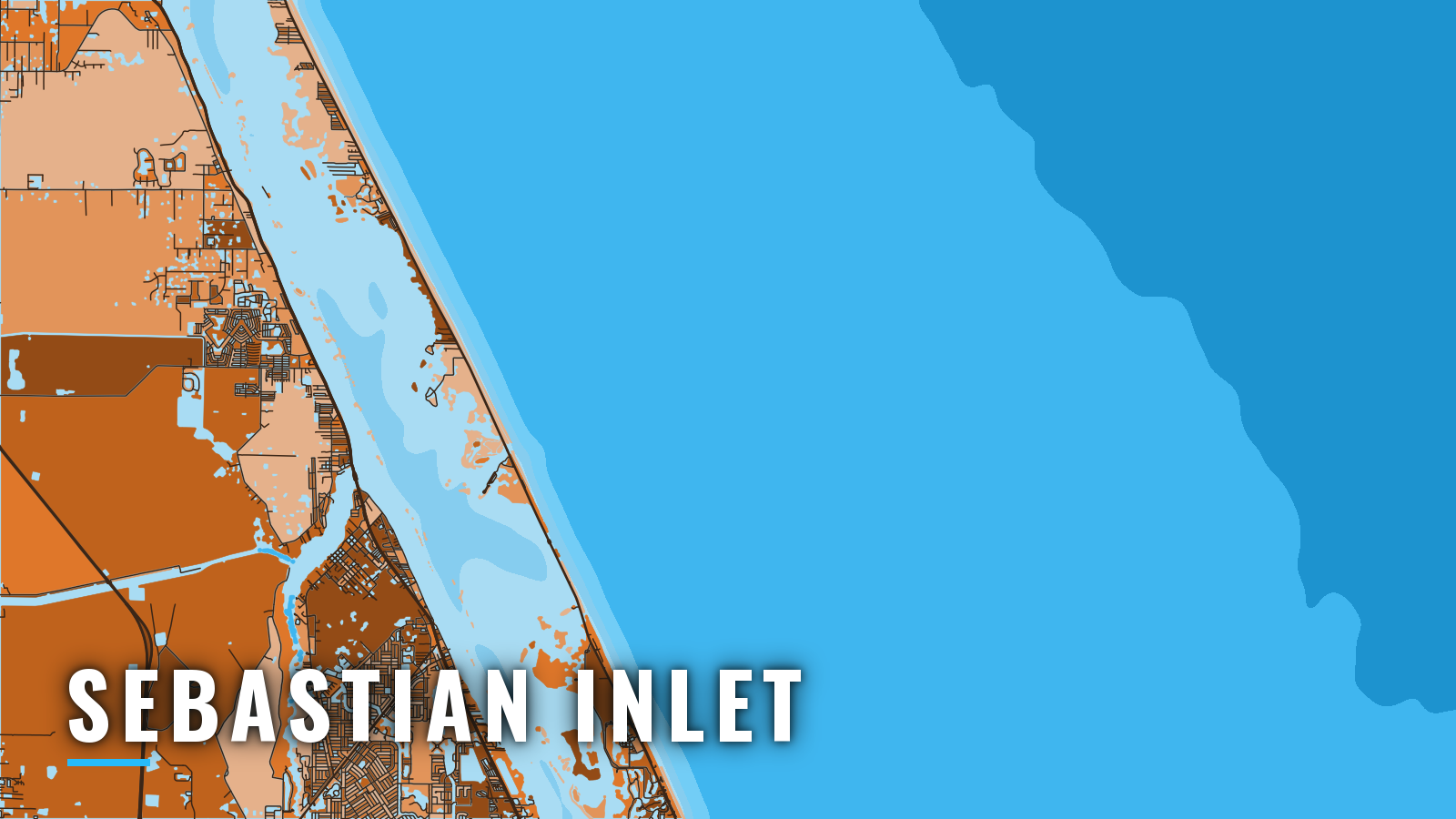 Stylized map of Sebastian Inlet, Florida, labelled with the port name (not for navigation)