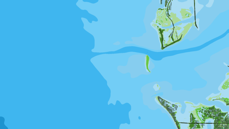 Illustration of St. Pete Beach, gulf beach access to ledges.