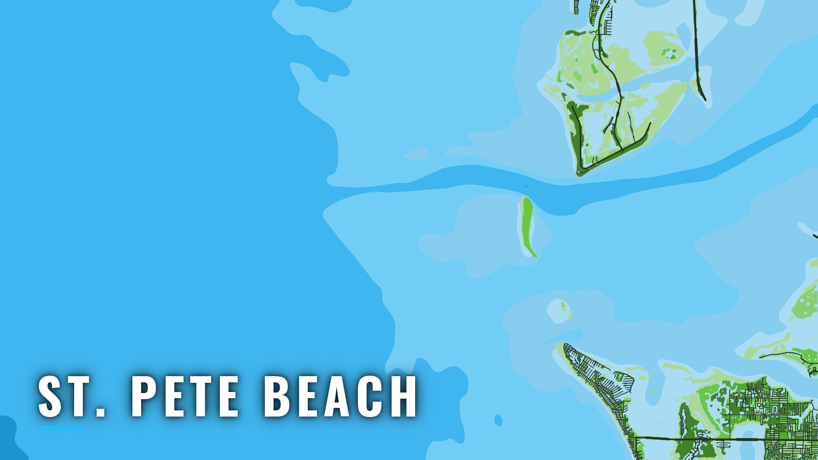 Stylized map of St. Pete Beach, Florida, labelled with the port name (not for navigation)