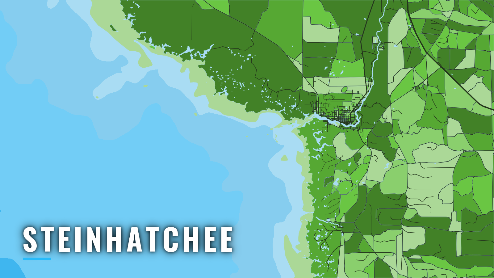 Stylized map of Steinhatchee, Florida, labelled with the port name (not for navigation)