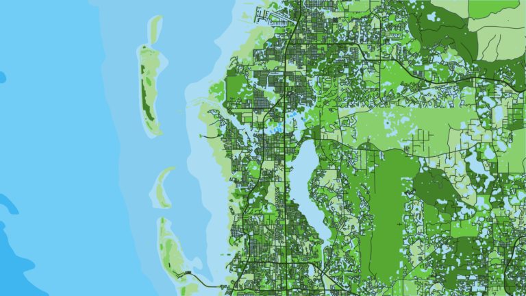 Illustration of Tarpon Springs, northern bay access to offshore bottom.