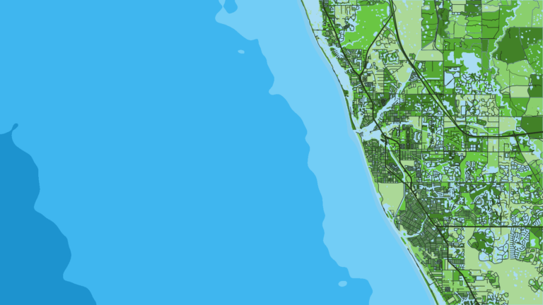 Illustration of Venice, inlet access to reefs and ledges.