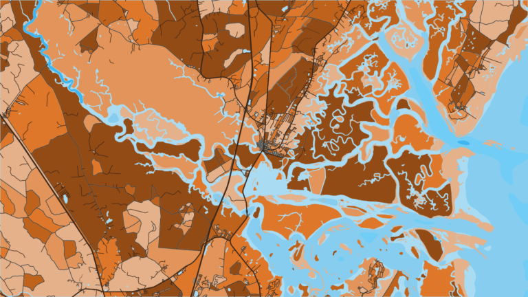 Illustration of Darien, Darien, Sapelo and Richmond Hill, and the shortest approach to Gray’s Reef.
