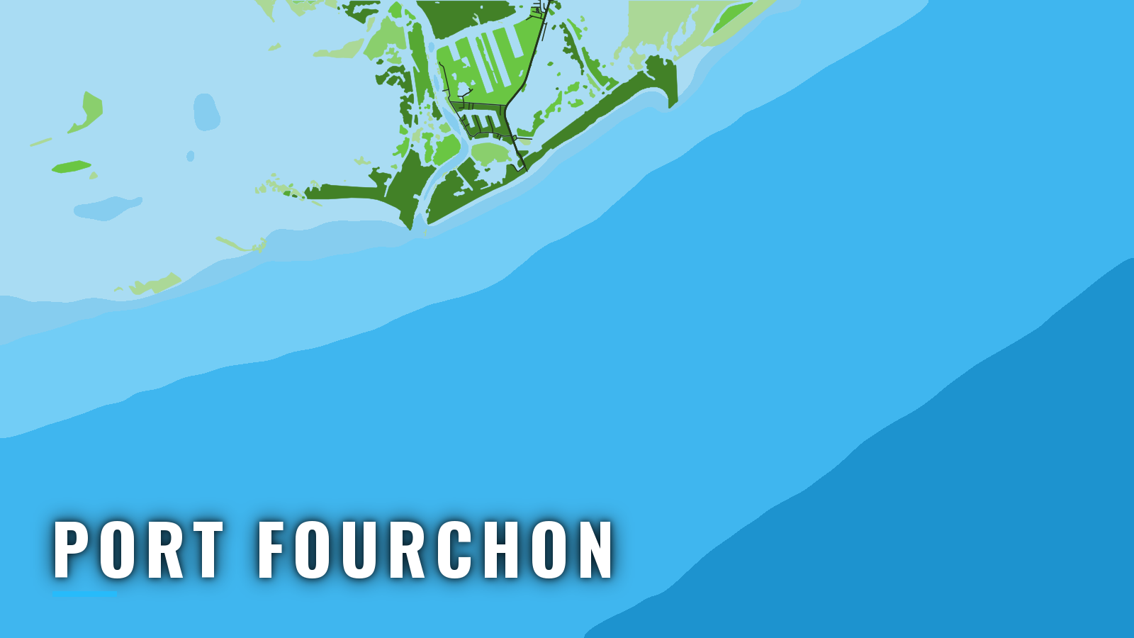 Stylized map of Port Fourchon, Louisiana, labelled with the port name (not for navigation)
