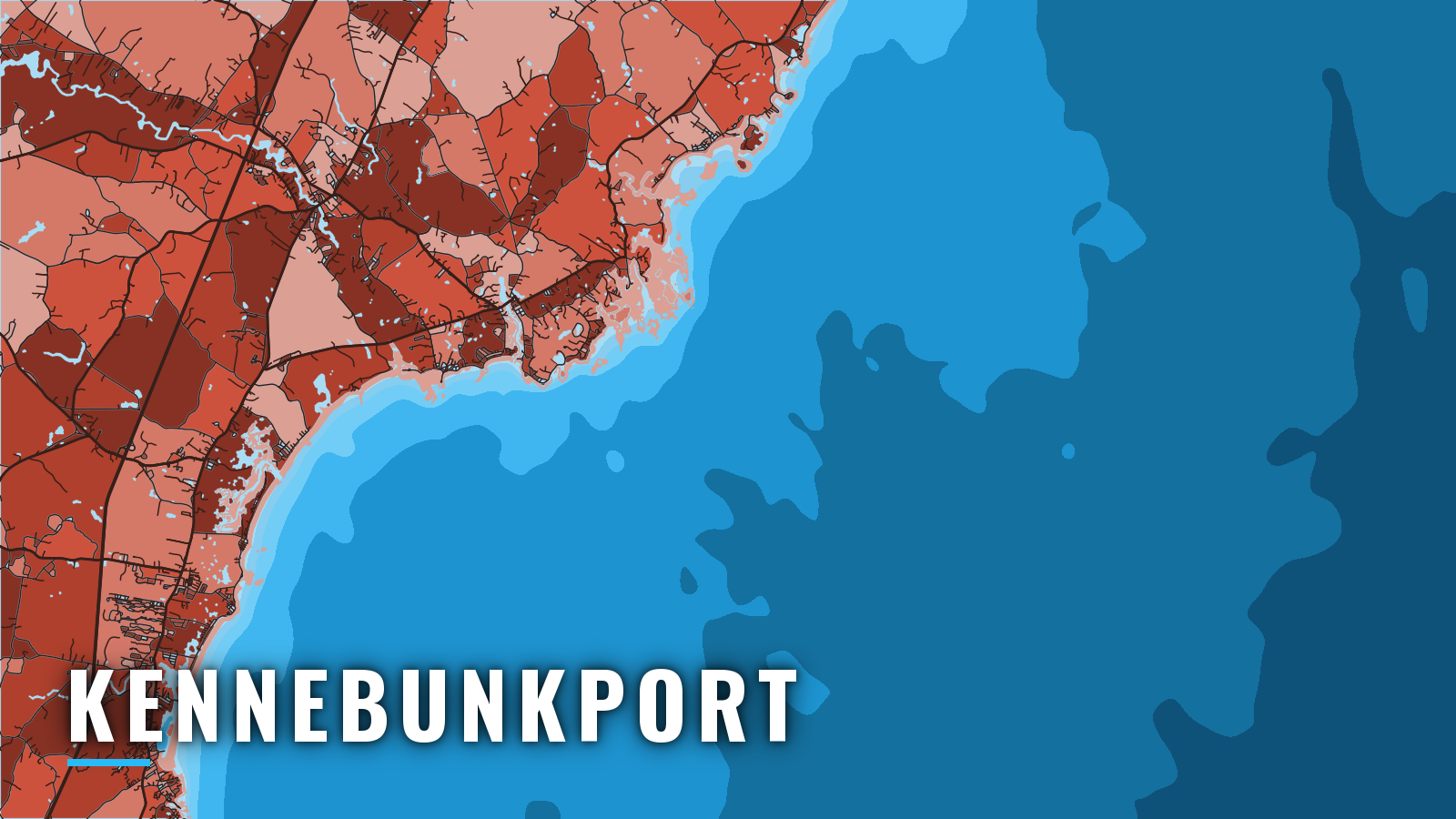 Stylized map of Kennebunkport, Maine, labelled with the port name (not for navigation)