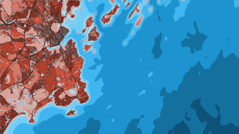 Illustration of Portland, the widest choice of Maine fishing charters, running tuna, shark, groundfish and inshore trips, with South Portland hosting the Casco Bay Bluefin Bonanza.