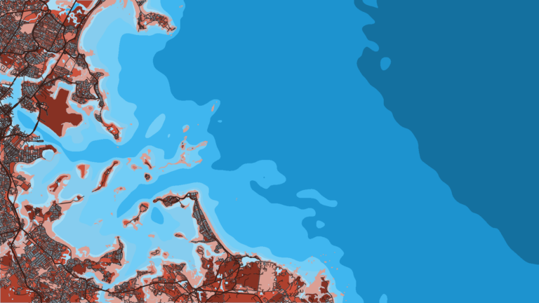 Illustration of Boston, harbor and island stripers, plus offshore bottom fishing and tuna.