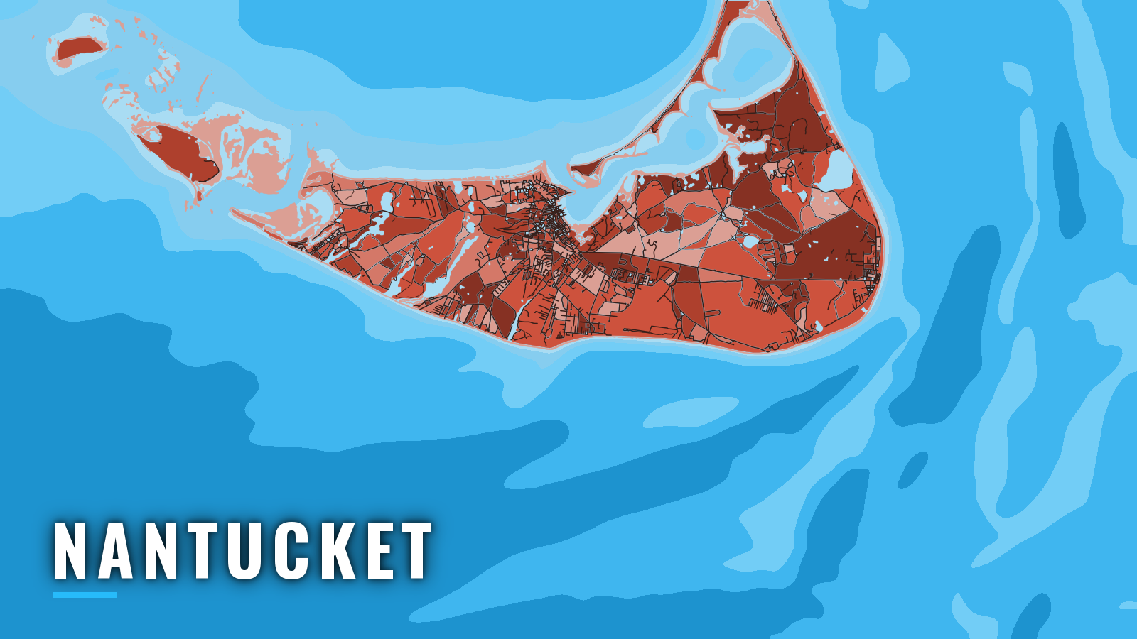 Stylized map of Nantucket, Massachusetts, labelled with the port name (not for navigation)