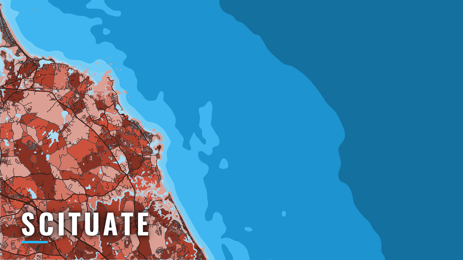 Stylized map of Scituate, Massachusetts, labelled with the port name (not for navigation)