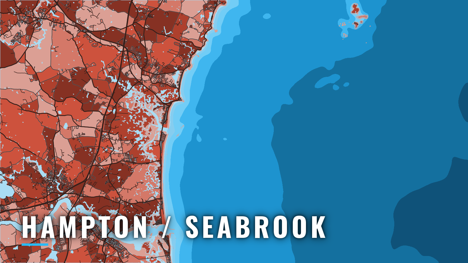 Stylized map of Hampton / Seabrook, New Hampshire, labelled with the port name (not for navigation)