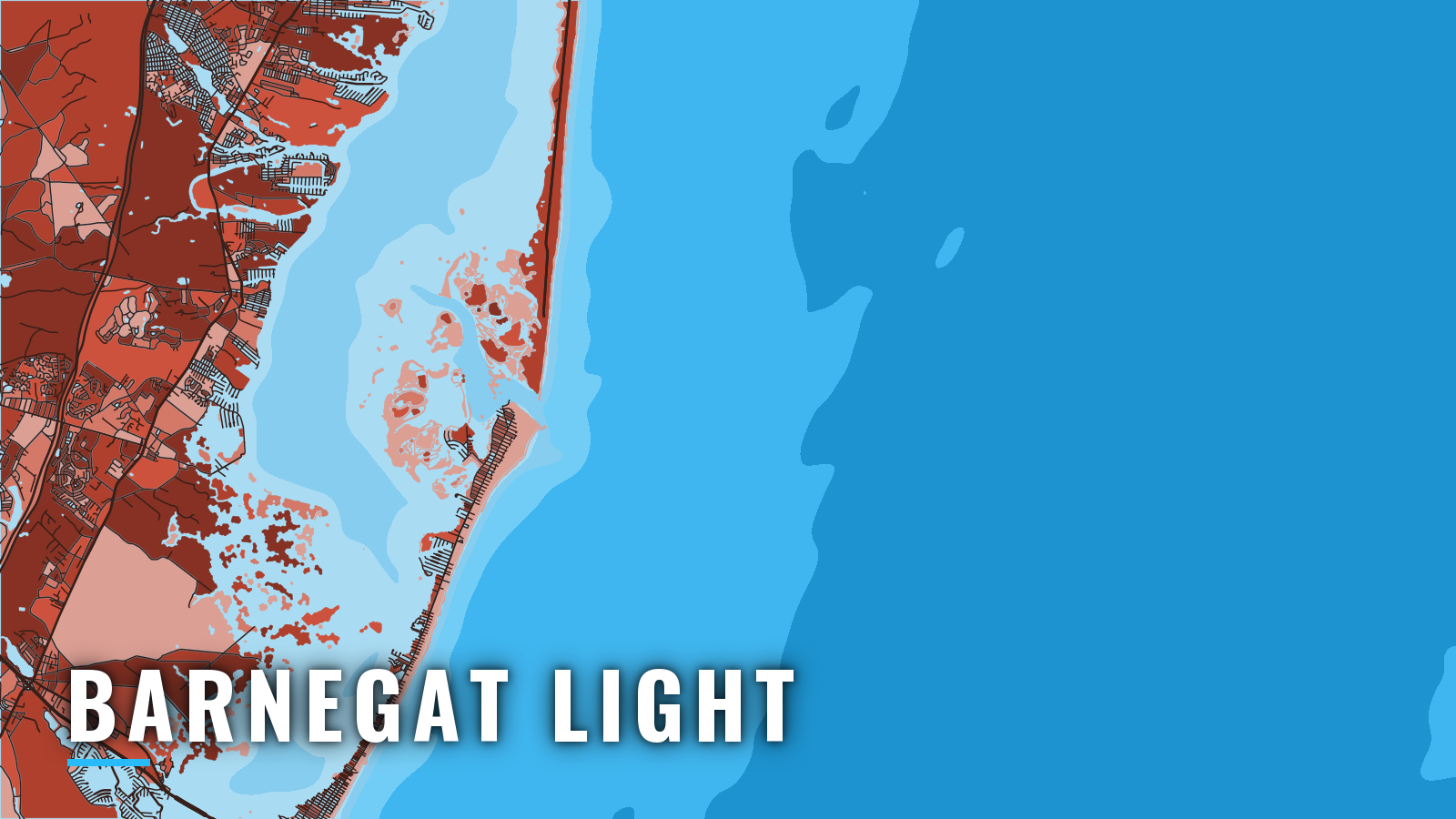 Stylized map of Barnegat Light, New Jersey, labelled with the port name (not for navigation)