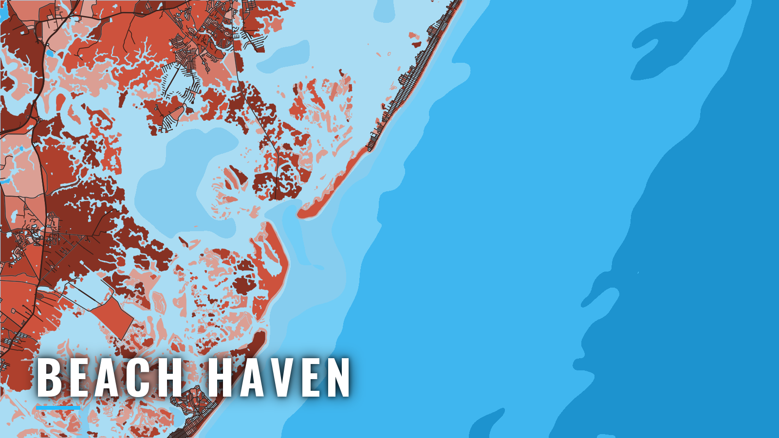 Stylized map of Beach Haven, New Jersey, labelled with the port name (not for navigation)