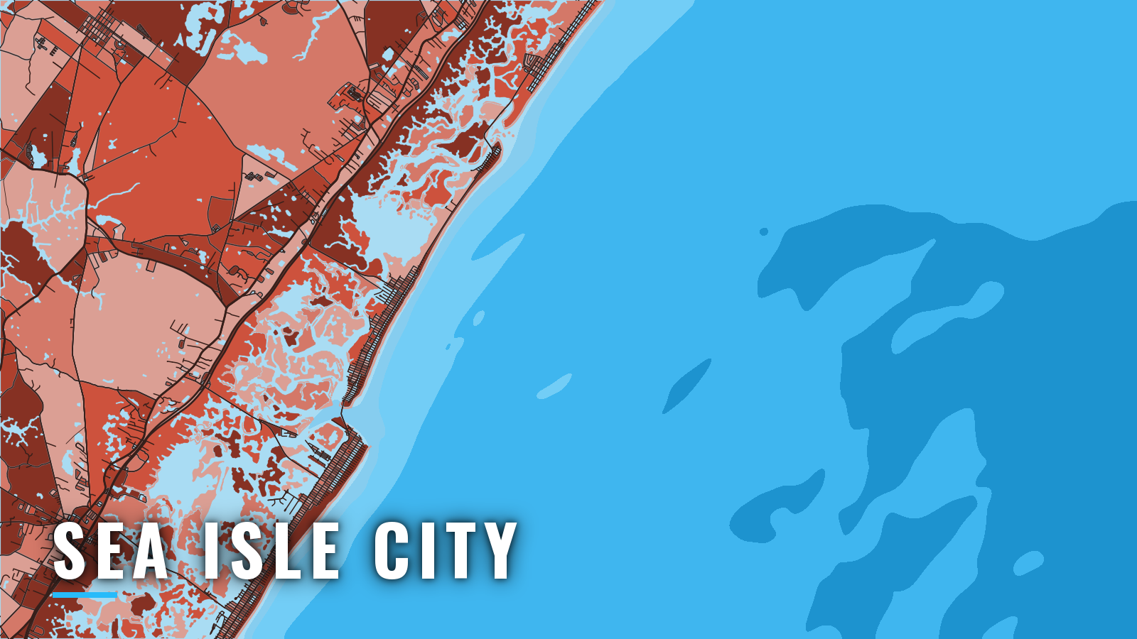 Stylized map of Sea Isle City, New Jersey, labelled with the port name (not for navigation)